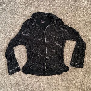 Victoria's Secret Heavenly Collection Black Pajama Top with White Details